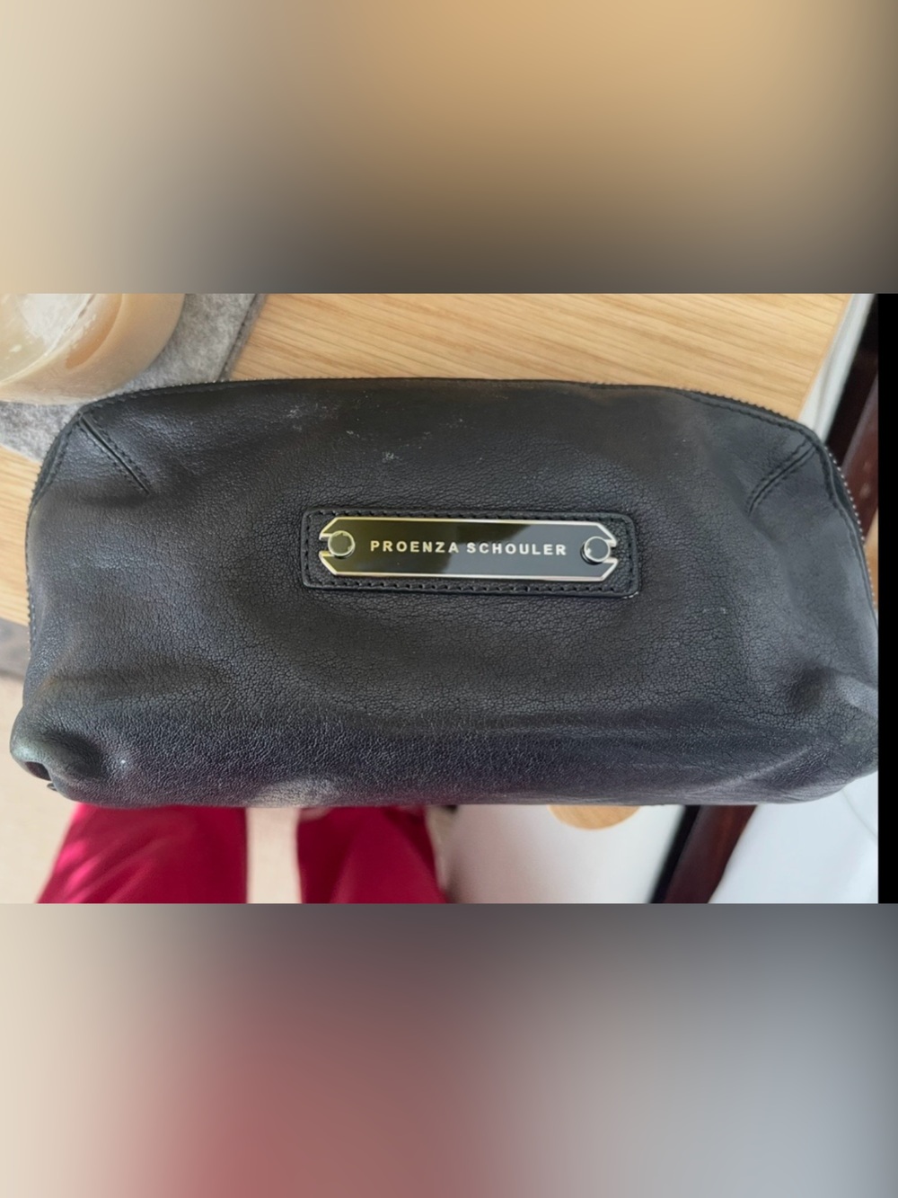 Proenza Schouler Black Leather Cosmetic Case with Branded Plate